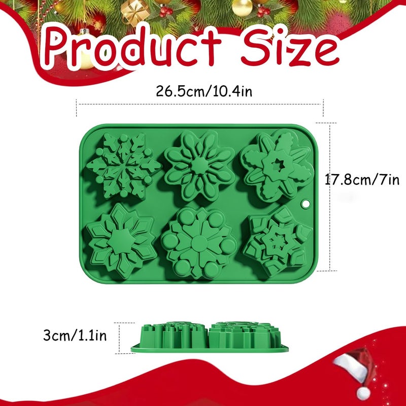 Mtruil 1 Pcs Snowflakes Shape Chocolate Molds Christmas Silicone Molds Thanksgiving Autumn Harvest Festival Chocolate Silicone Molds Various Snowflakes Shape Mold for Cake Toppers - Image 3
